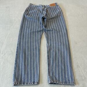 Levis 501 BIG E Conductor Pinstripe Jeans Womens 26x26 Straight Leg Button Fly